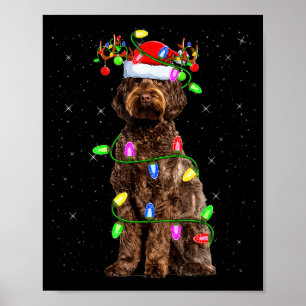 Labradoodle Hund Weihnachtsbeleuchtung Weihnachtsm Poster