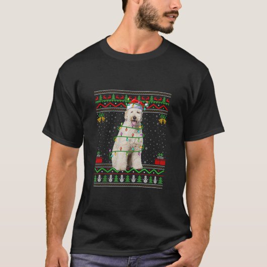 Labradoodle Hund Weihnachtslicht Weihnachtsweihe W T-Shirt (Vorderseite)