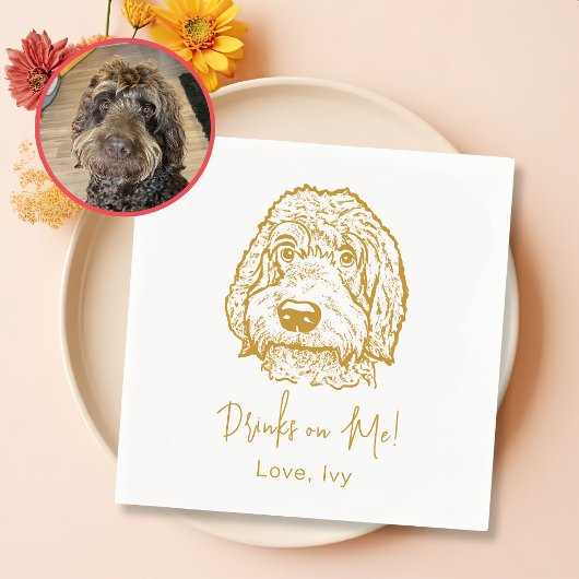 Labradoodle Hunde Hand Zeichne Personalisiert Serviette