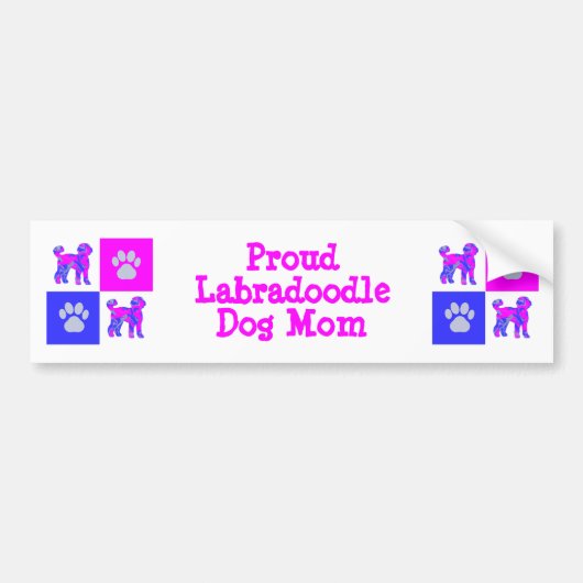 Labradoodle Hunde Silhouette Hot Pink und Blue Autoaufkleber (Vorne)