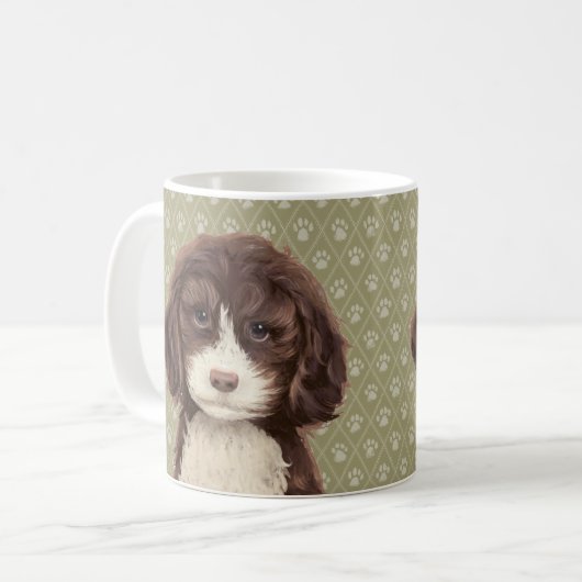 Labradoodle Hundegemälde / Labradoodle-Liebe / Kaffeetasse (Vorderseite Links)