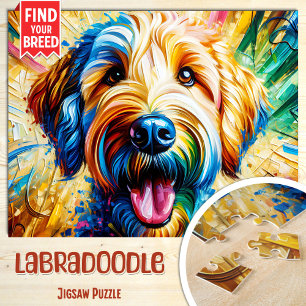 Labradoodle Hundeporträt Acryl-Kunst Druck Hund Puzzle