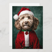 Labradoodle im Weihnachtsfest Einladung (Vorne/Hinten)