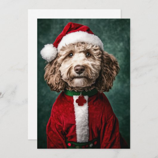 Labradoodle im Weihnachtsfest Einladung (Vorne/Hinten)