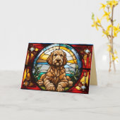 Labradoodle Karte (Gelbe Blume)