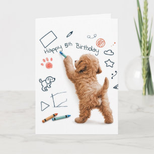 Labradoodle kritzelt zum 5. Geburtstag Karte