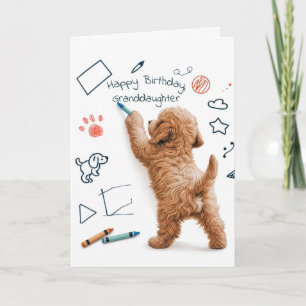 Labradoodle-Malerei zum Geburtstag der Enkelin Karte