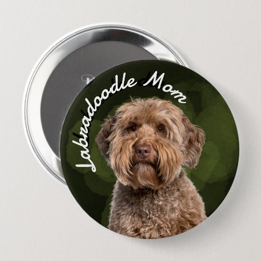 Labradoodle-Mama mit grünem Hintergrund Button (Vorne & Hinten)