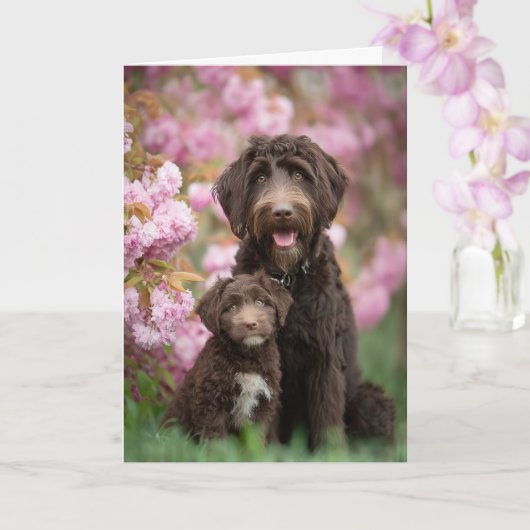 Labradoodle Mama Muttertag Liebe Karte (Orchidee)