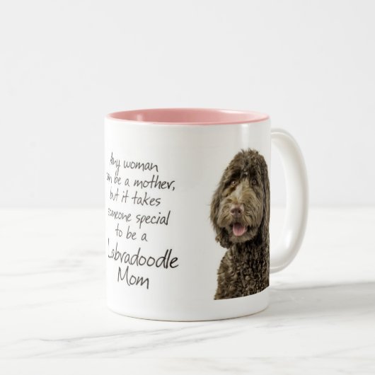 Labradoodle Mama-Tasse Zweifarbige Tasse (VorderseiteRechts)