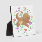 Labradoodle mit Blume Illustration Fotoplatte (Vorderseite)