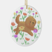 Labradoodle mit Blume Illustration Keramik Ornament (Rechts)