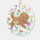 Labradoodle mit Blume Illustration Keramik Ornament (Links)