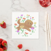 Labradoodle mit Blume Illustration Serviette (Beispiel)