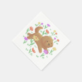 Labradoodle mit Blume Illustration Serviette (Ecke)