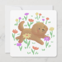 Labradoodle mit Blumen Illustration