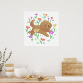 Labradoodle mit Blumen Illustration Poster (Küche)