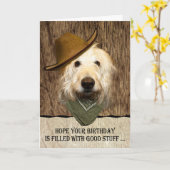 Labradoodle mit Cowboy Hat Funny Birthday Card Karte (Gelbe Blume)
