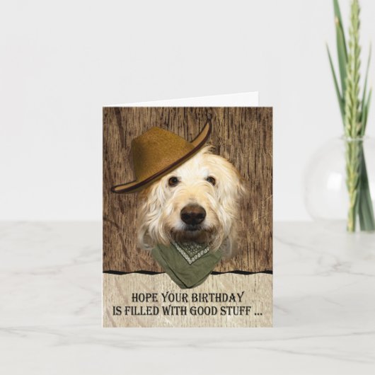 Labradoodle mit Cowboy Hat Funny Birthday Karte (Vorderseite)