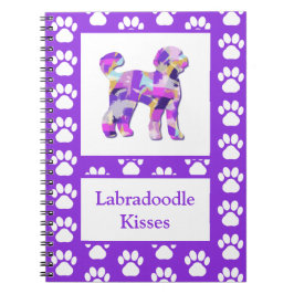 Labradoodle Niedlich Hund Silhouette Paw Lila PY&B Notizblock