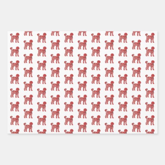 Labradoodle Niedlich Hund Silhouette Rote Woofmas Geschenkpapier Set (Vorderseite 3)