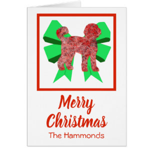 Labradoodle Niedlicher Weihnachtshund & Grüner Bow
