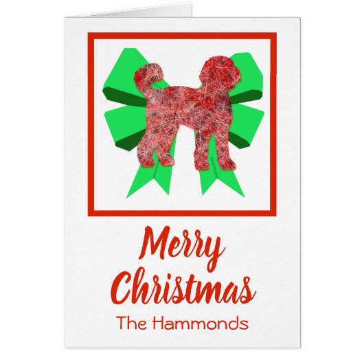 Labradoodle Niedlicher Weihnachtshund & Grüner Bow (Vorne)