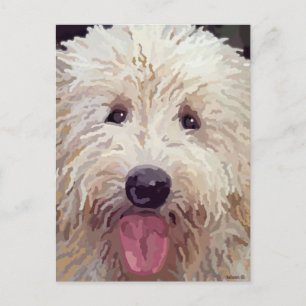 Labradoodle- oder Golden Doodle-Malerei auf der Po Postkarte