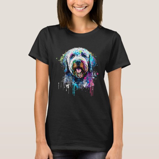 Labradoodle Paint Splatter Mixed Dog Splatter T-Shirt (Vorderseite)
