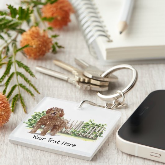 Labradoodle Persoanlised Keyring Schlüsselanhänger (Vorderseite rechts)