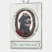Labradoodle Personalisiert Weihnachten Banner-Ornament Silber (Links)