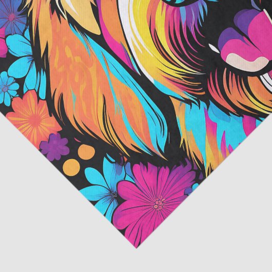 Labradoodle Pop Art Hund mit Blume Seidenpapier (Ausschnitt)