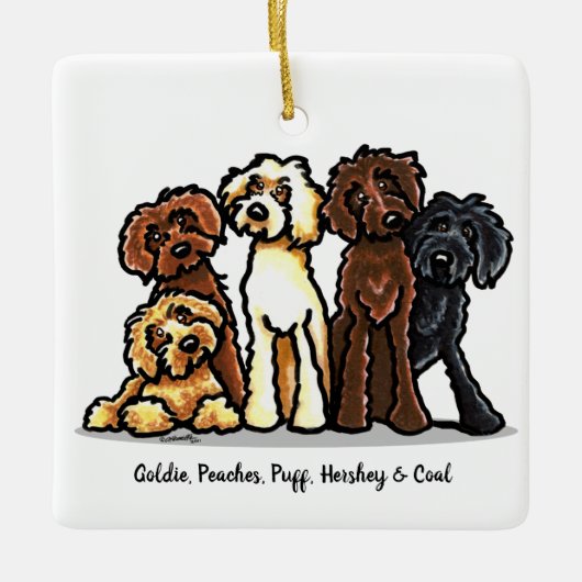 Labradoodle Rainbow Personalisiert Weihnachten Keramikornament (Vorderseite)
