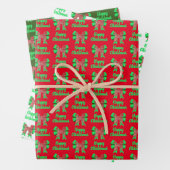 Labradoodle Red Christmas Dog & Green Bow 2 Farbe Geschenkpapier Set (Beispiel)