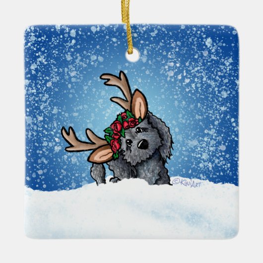 Labradoodle Rentier Keramik Ornament (Vorderseite)
