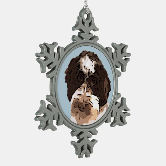 LABRADOODLE SCHNEEFLOCKEN Zinn-Ornament (Links)