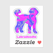 Labradoodle Silhouette Crazy Hot Pink Sticker (Blatt)
