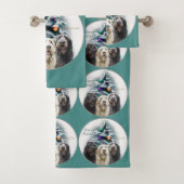 Labradoodle Trio Christmas Badhandtuch Set (Insitu)