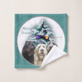 Labradoodle Trio Christmas Badhandtuch Set (Waschlappen)