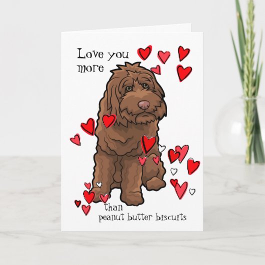 Labradoodle Valentine-Liebe Sie mehr als Kekse Karte (Vorderseite)