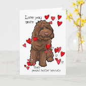 Labradoodle Valentine-Liebe Sie mehr als Kekse Karte (Gelbe Blume)