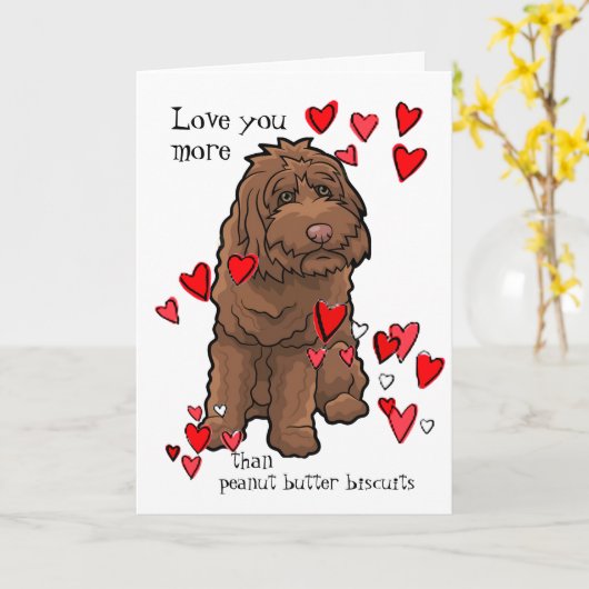 Labradoodle Valentine-Liebe Sie mehr als Kekse Karte (Gelbe Blume)