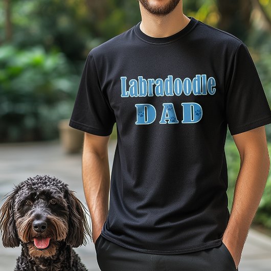 Labradoodle Vater Blauer Typografie Paw Prints T-Shirt