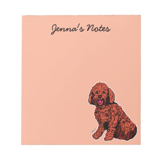 Labradoodle Warme Peach 5.5" x 6" Benutzerdefinier Notizblock (Vorderseite)