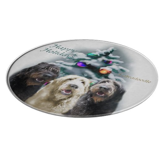 Labradoodle Weihnachten Schneidebrett (Ecke)