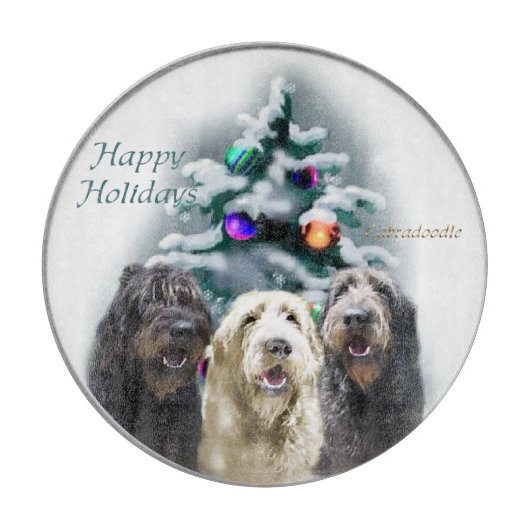 Labradoodle Weihnachten Schneidebrett (Vorderseite)