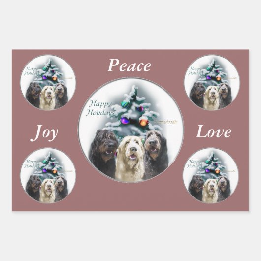 Labradoodle Weihnachtsgeschenke Geschenkpapier Set (Vorderseite)