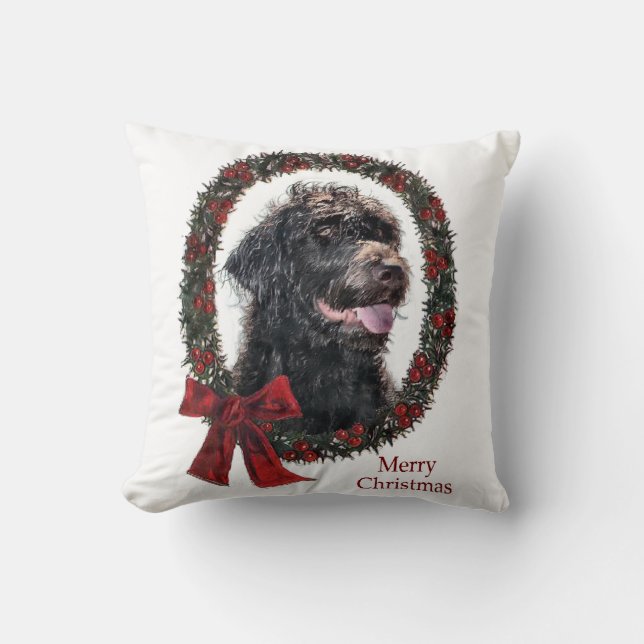 Labradoodle Weihnachtsgeschenke Kissen (Vorderseite)
