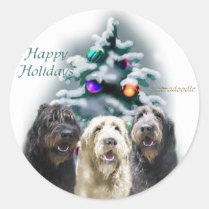 Labradoodle Weihnachtsgeschenke Runder Aufkleber