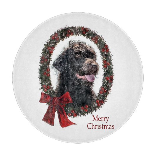 Labradoodle Weihnachtsgeschenke Schneidebrett (Vorderseite)